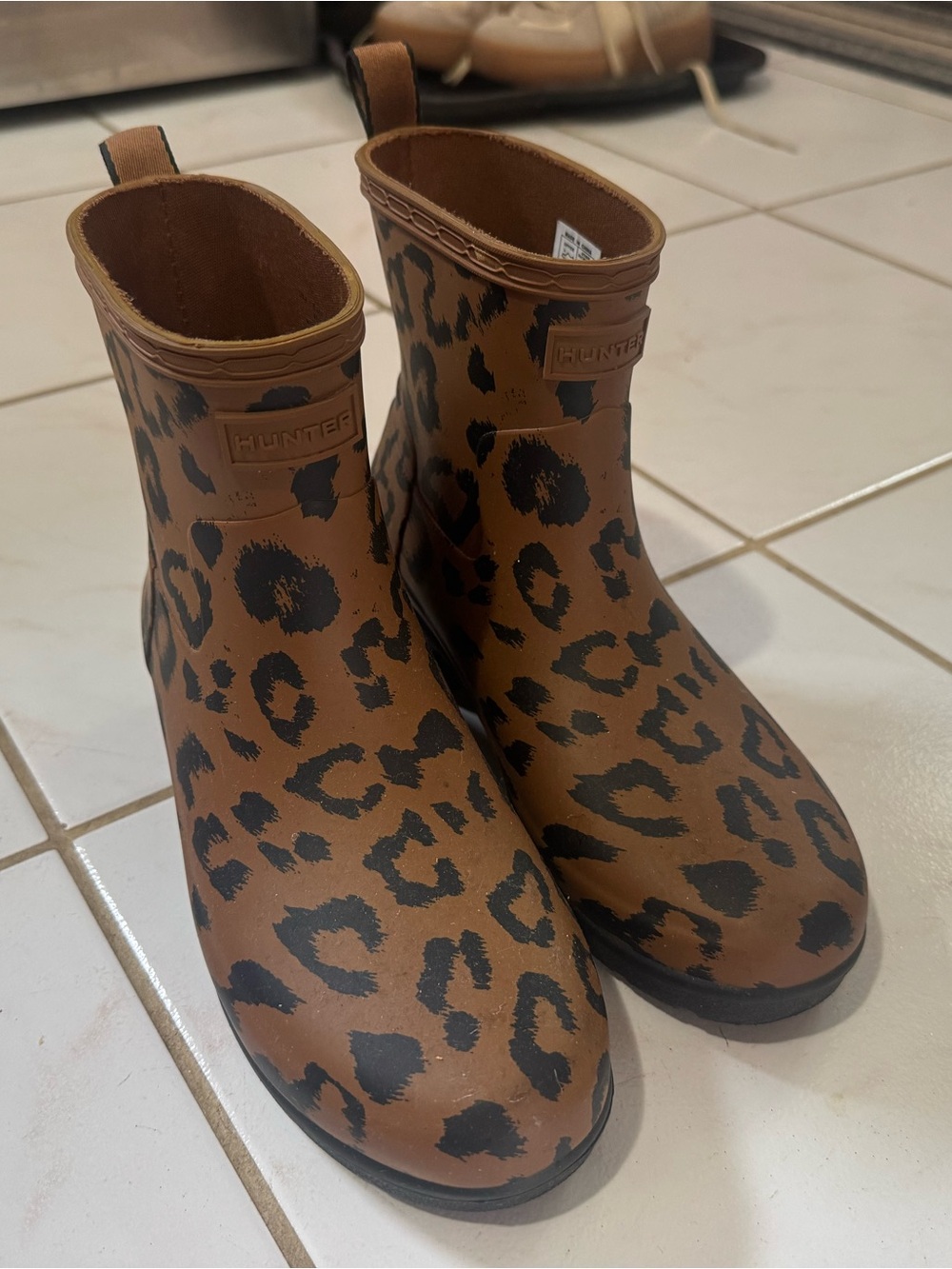 Hunter Women’s Leopard Print Rain Boots - Brown and Black